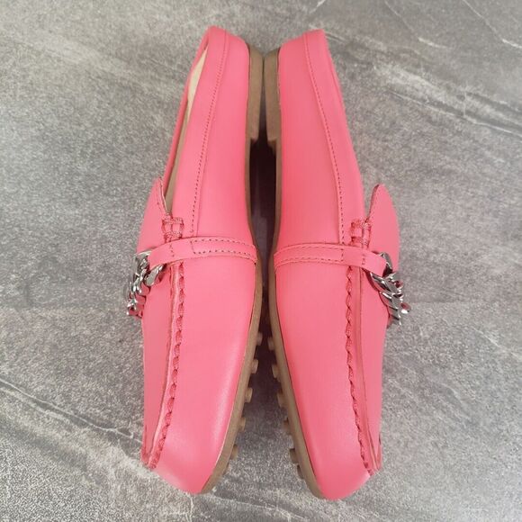Isaac Mizrahi Live Chain Loafer Womens 7 Medium Pink Square Moc Toe Shoes - Picture 3 of 12